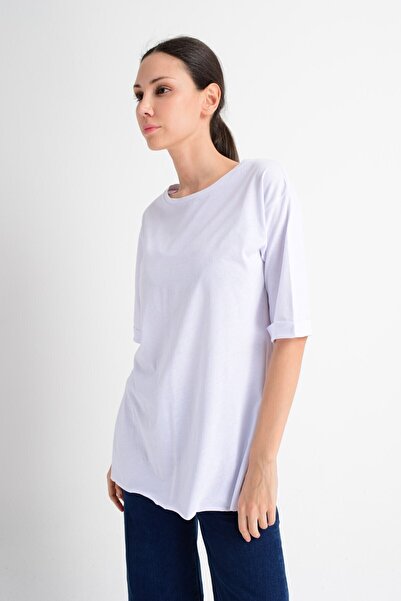 Cotton Mood 20021519 Cotton Double Sleeve Salash T-Shirt White