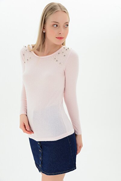 Cotton Mood 9100938 بلوزة يوموش بأكمام طويلة مع تفاصيل على الكتفين باللون الب...