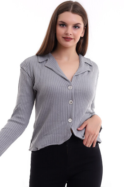 Cotton Mood Cm1190 Buttoned Jacket Gray