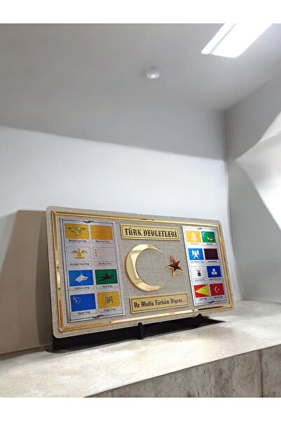 TUNA REKLAM TÜRK DEVLETLERİ BAYRAKLARI MASA ÜZERİ TABLO