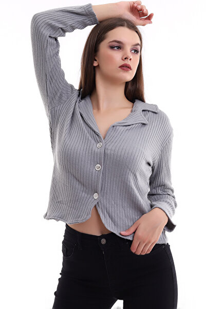 Cotton Mood Cm1190 Buttoned Jacket Gray