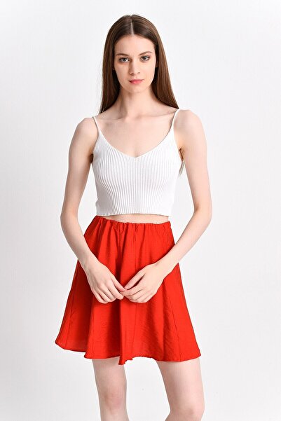 Cotton Mood 92814021 K.Flamlı Parçalı Kısa Etek Kiremit