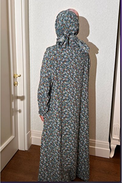 Lagom Yumuşak Kumaştan, Çiçek Desenli, Ince Kumaştan, Kolay Giyilir Ve Pratik Namaz Elbisesi