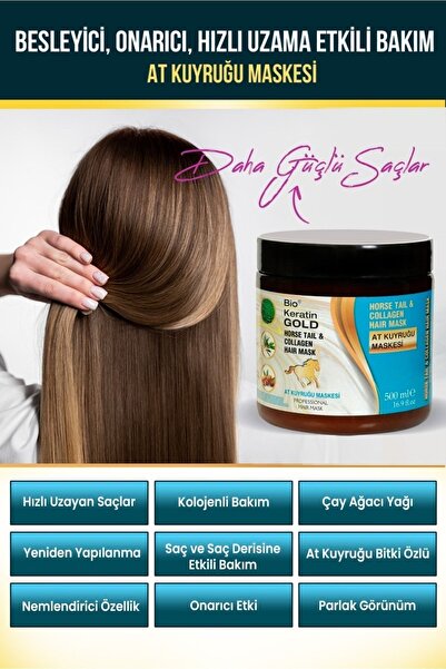 Bio Keratin Gold At Kuyruğu Bitki Özlü Saç Bakım Maskesi 500 ml