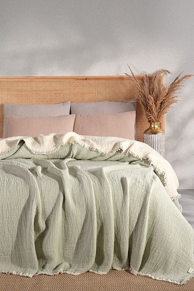 MYLASA HOME Muslin Kosha Series Hybrid Sleeping Products Green Quilt 240X260Cm