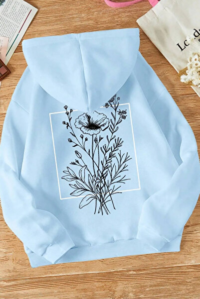 Wish BF oversized με κουκούλα Φούτερ με φλοράλ σχέδιο