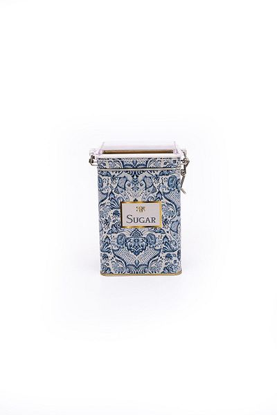 EVLE Er043-y3 Azulejos Sugar Patterned Rectangular Metal Storage Container 8x10 Cm