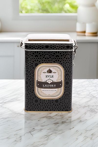 EVLE Er043-v2 Trellis Patterned Rectangular Metal Storage Container 8x10 Cm