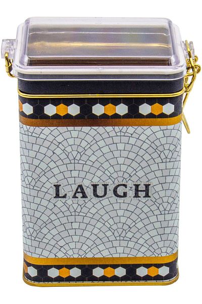 EVLE Er043-9b Mosaic Laugh Patterned Rectangular Metal Storage Container 8x10 Cm