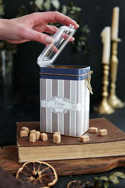 EVLE Er043-8a Elegance Sugar Patterned Rectangular Metal Storage Container 8x10 Cm