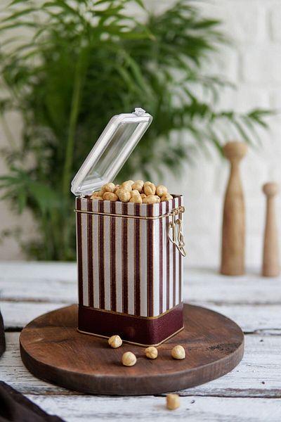 EVLE Er043-1f Circus Cream Patterned Rectangular Metal Storage Container 8x10 Cm