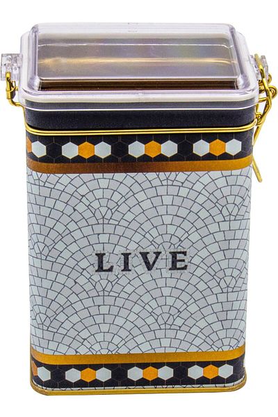 EVLE Er043-9d Mosaic Live Patterned Rectangular Metal Storage Container 8x10 Cm