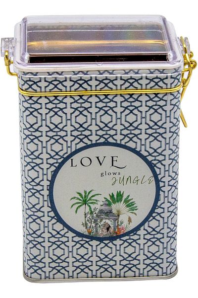 EVLE Er043-6ı Forrest Gray Love Patterned Rectangular Metal Storage Container 8x10 Cm