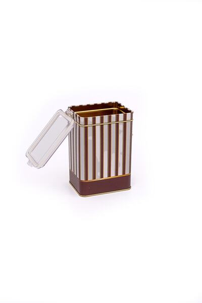 EVLE Er043-1f Circus Cream Patterned Rectangular Metal Storage Container 8x10 Cm