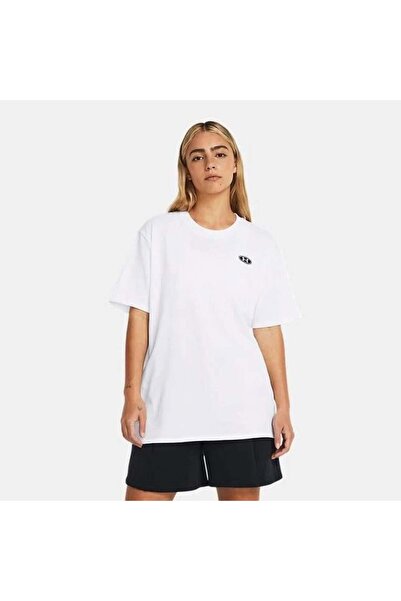 Under Armour Beyaz Kadın Bisiklet Yaka Bol Kesim  T-Shirt 1383045-100 UA HW E...