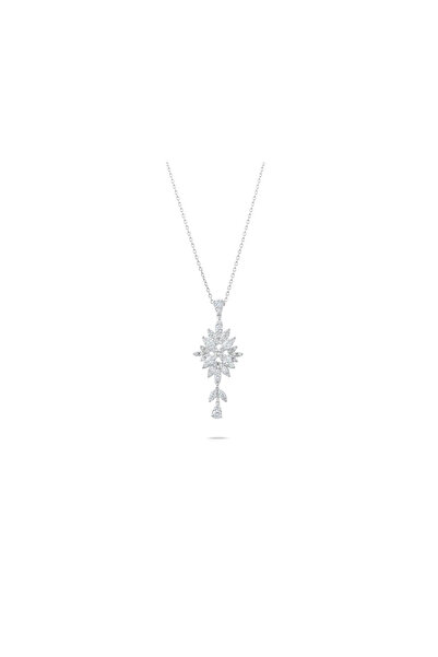 Safir Kuyumculuk 1,14ct Damla Kesim Çiçek Motifli Pırlanta Kolye - 14 Ayar Be...