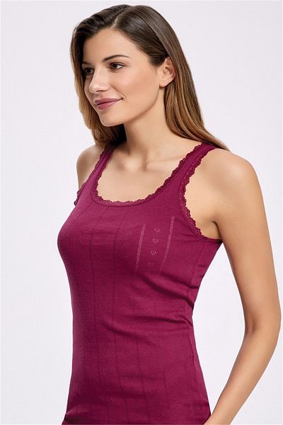 Tutku Tricou de damă Jacquard Cherry - Curea groasă, Model 0201