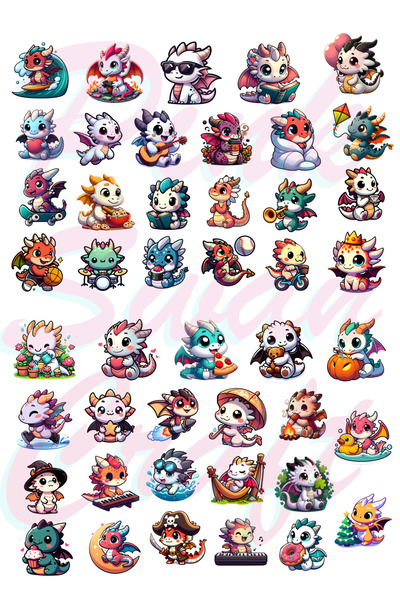 Pink Swan Craft Set de autocolante Kawaii Cute Dragons - Jurnal de glonțuri, ...