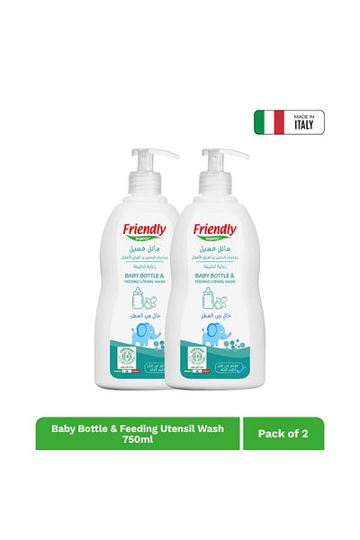 Friendly Organic Fragrance Free Baby Bottle & Feeding Utensil Wash 750ml ,  Pack of 2