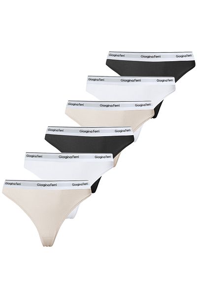 GIORGINA FERRI Gloria Premium Lycra Cutie de 6 - Utilizare zilnică, Chiloți cu text