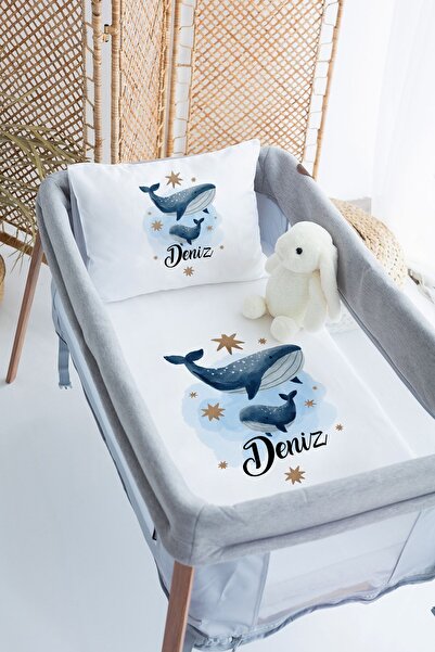 Lilabio %100 Pamuk Saten İsme Özel İsimli 70x120 Park Yatak Nevresim Seti Ann...