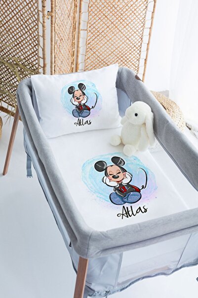 Lilabio %100 Pamuk Saten İsme Özel İsimli 70x120 Park Yatak Nevresim Seti Mut...