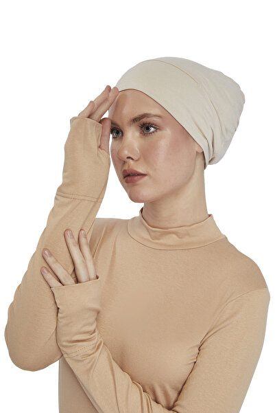 Altobeh Organic Dark Beige Turtleneck Finger Snap Women's Bodysuit