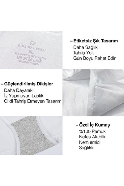 GIORGINA FERRI Likralı 6'lı Kutu Premium Günlük Kullanıma Uygun Yazılı  Slip Külot Gloria