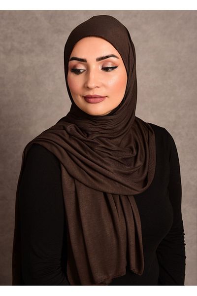 Şalcenneti.com Γυναικείο σάλι Hijab Combed Cotton - Long Seasonal, Special Stitched, Χρώμα σοκολάτας καφέ