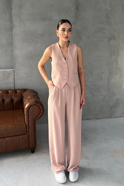 Seda Yalçın Atelier Palazzo Pants and Vest Set - Powder Pocket Detail