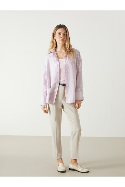 LC Waikiki Γυναικείο πουκάμισο LCW Vision ριγέ Oversize Poplin