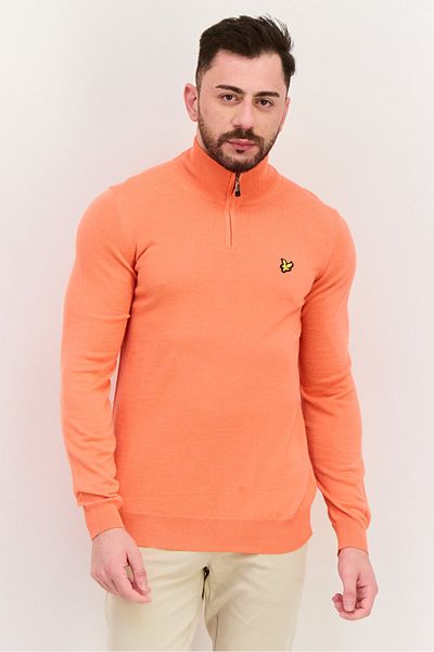 Lyle & Scott Men High Neck Long Sleeve Brand Logo Sweatshirt, Orange