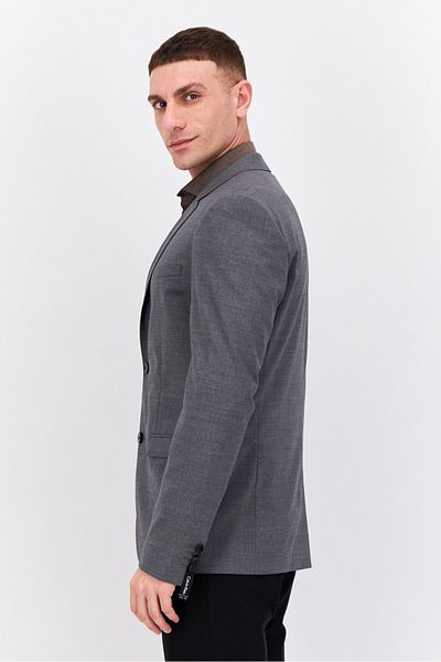 Calvin Klein Men Slim Fit Plain Semi-formal Blazer, Dark Grey