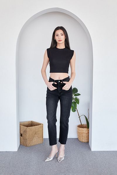 Fulla Moda Zippered High Waist Cut Out Mom Jean