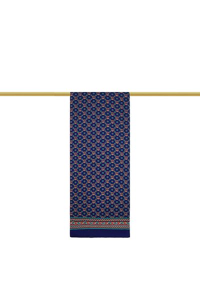 Bursa İpek Navy Blue Patterned Men's Silk Cashew