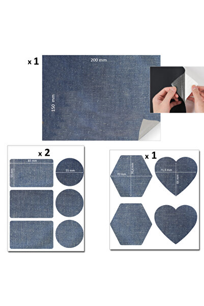 FIXALL ADHESIVE PRODUCTS Kot Jeans Denim Kumaş Yapışkanlı Tamir Yama Seti 17 Parça Siyah