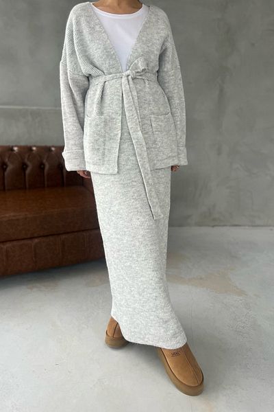 Seda Yalçın Atelier Gray Bolera Knitwear Skirt Set