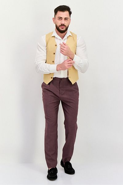 Asos Design Men Regular Fit Solid Semi-formal Vest, Beige