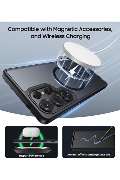 Fibaks Galaxy S25 Ultra Uyumlu Kılıf Kamera Çıkıntılı Magsafe Şarj Destekli Hassas Tuşlu Yumuşak Mat Kapak