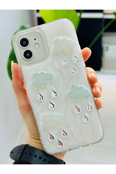 Go Aksesuar حافظة سيليكون مرنة متوافقة مع هاتف Iphone 12 و12 Pro مع لعبة تصميم EPOXY CLOUD