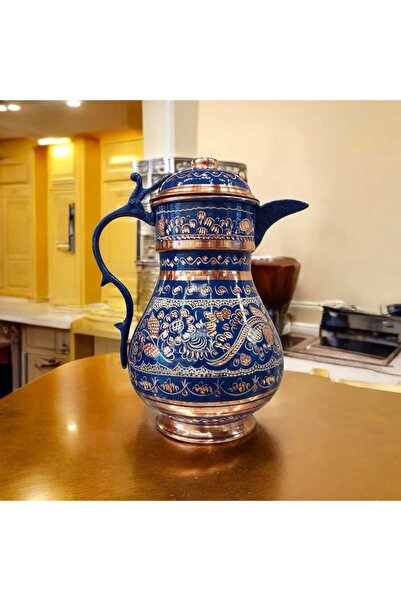 Bakır Center Bakır Sürahi Dövme Bakır Sürahi El Yapımı  El İşlemeli Kapaklı B...