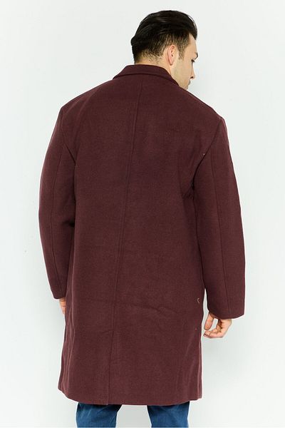 Asos Design Men Textured Trench Coat, Maroon