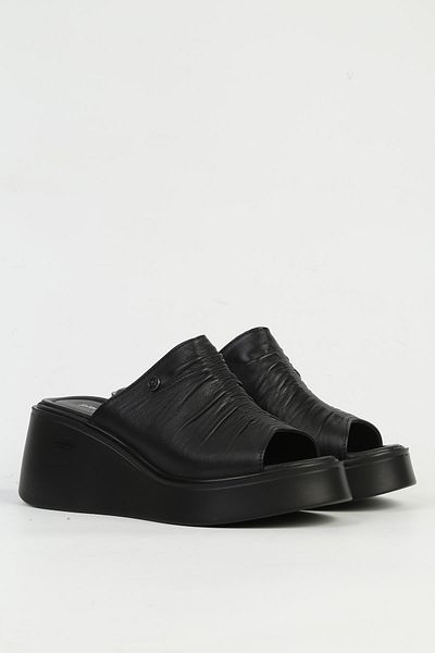 Pierre Cardin Γυναικείες παντόφλες από γνήσιο δέρμα μαύρες PC-54610