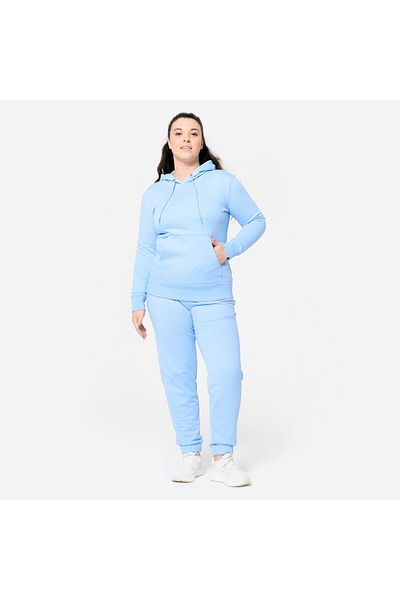 Decathlon سويت شيرت دوميوس بغطاء للرأس من القطن - أزرق فاتح