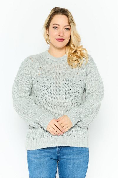Esprit Women Crew Neck Knitted Sweater, Grey