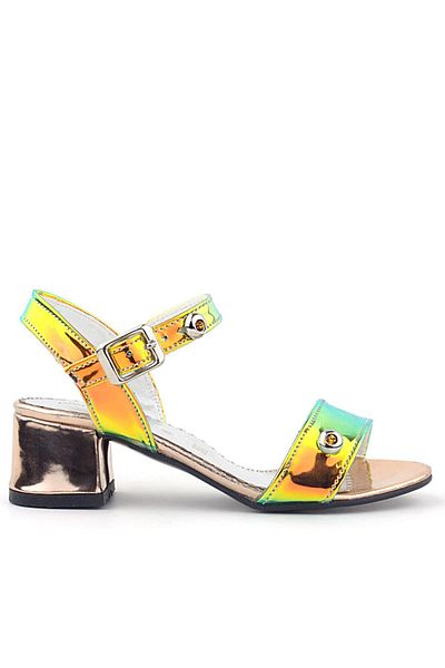 hapshoe Pony Hologram Cupru Verde Toc Gros Fete Stone Detaliat Pantofi Rochii De Seara