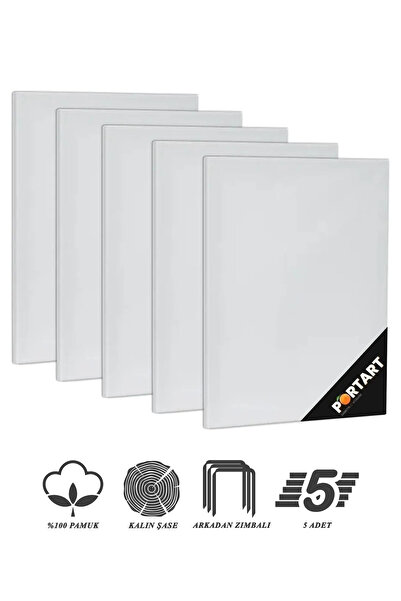 PORTART Tuval %100 Pamuk 20x25 cm 5'li Paket