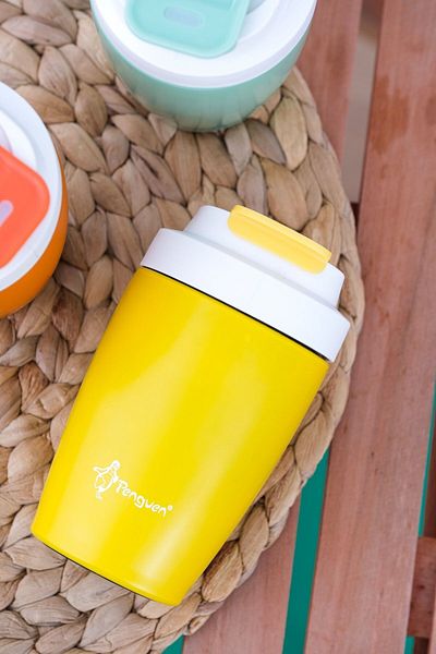 JASPER -3047 Yellow Thermos Mug with Straw 400 ml