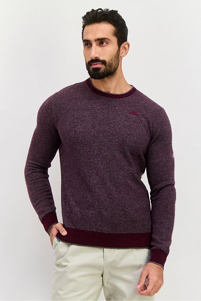 Robe Di Kappa Men Crew Neck Long Sleeve Knitted Sweater, Maroon