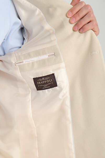 Frappoli Мъжко бежово сако с прилепнала кройка от памучен ликра, еластична материя Brando